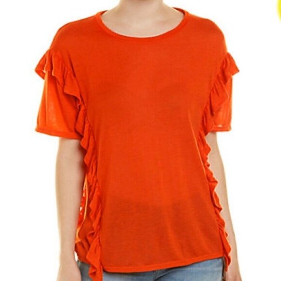 ALLISON New York Orange Ruffle Tee NEW! - Picture 1 of 6